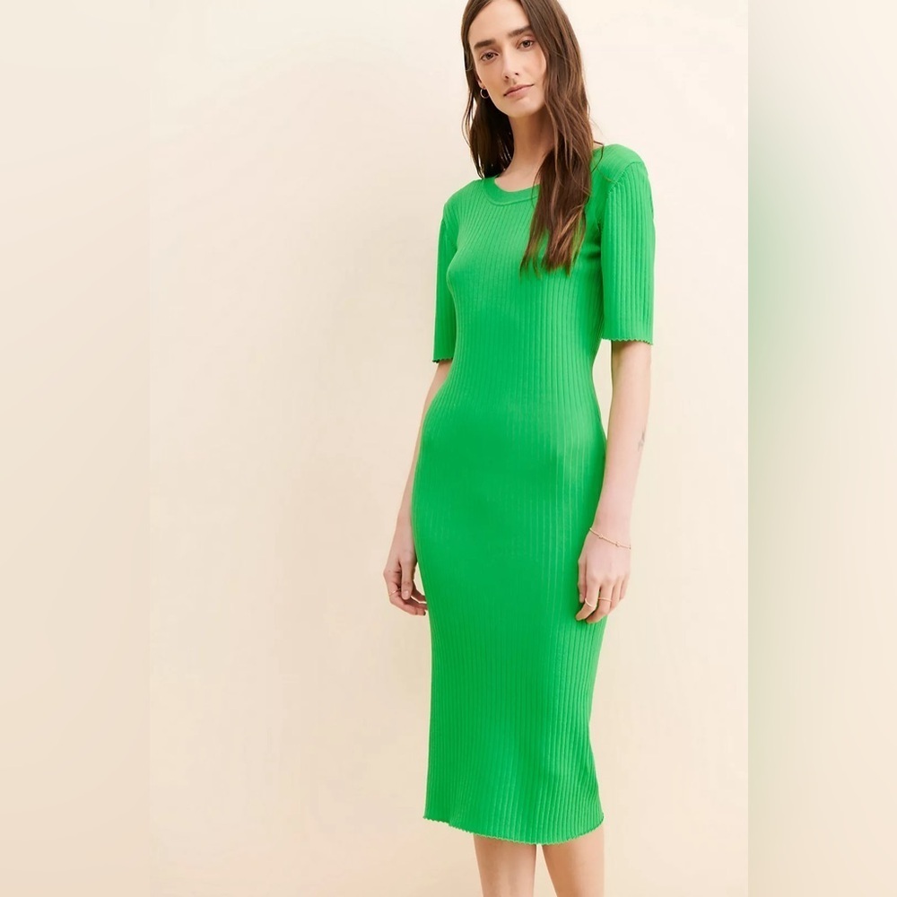 Just Female Keep it Fresh Midi Fern Dress in Green - Size L